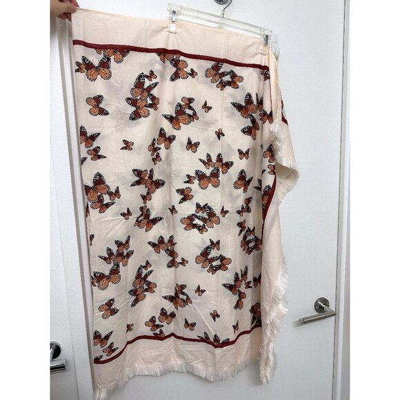 Agua Bendita Butterfly Orquidea Monarca Crema Sarong Pareo Wrap Skirt Fringe - Picture 5 of 10